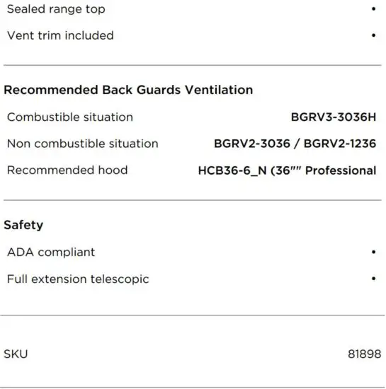 FIG 9 SPECIFICATIONS