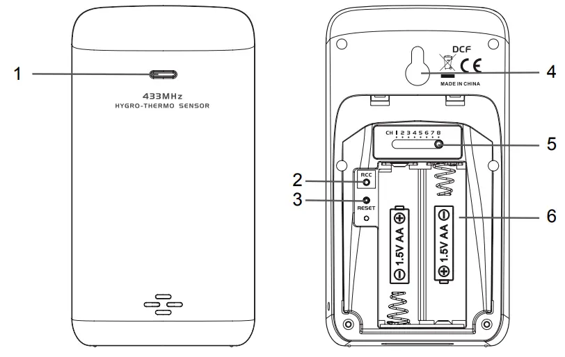 WIRELESS HYGRO-THERMO SENSOR WITH RCC RECEIVE FUNCTION