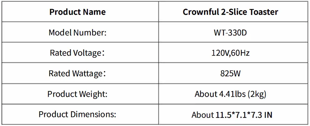 CROWNFUL WT-330D 2-Slice Toaster 03