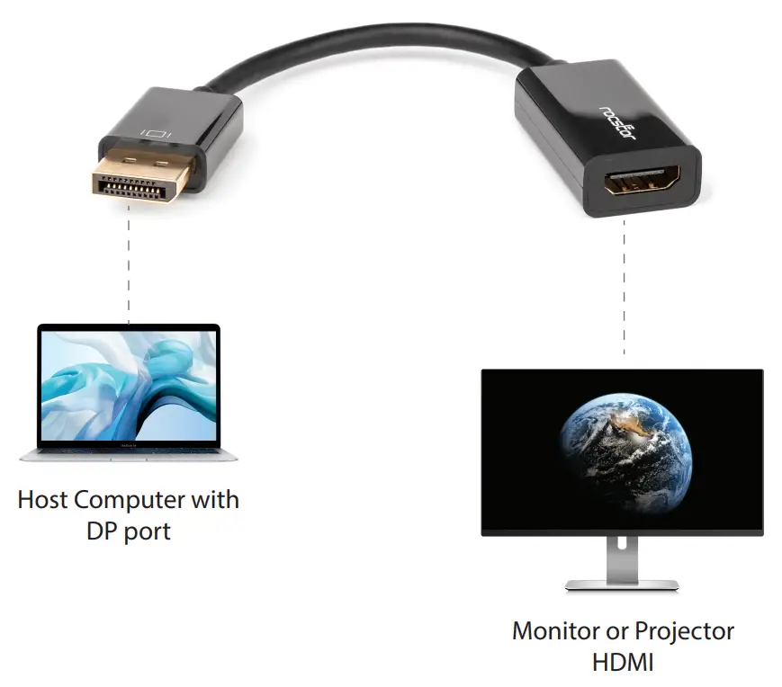 rocstor Y10A232 B1 DisplayPort to HDMI Adapter 4K 60Hz  M F  Black-fig1