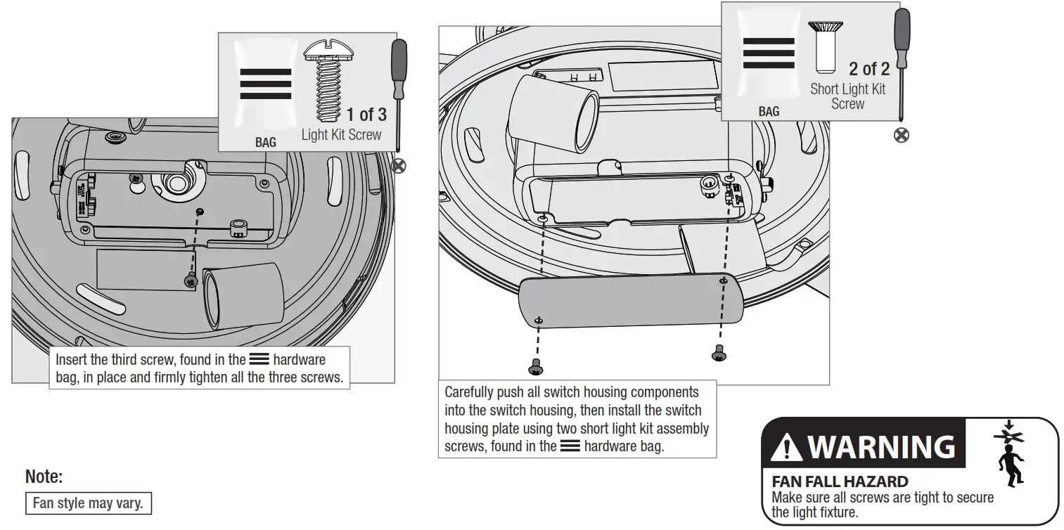 Hunter Aker Outdoor LED Ceiling Fan fan-- Assembling the LIght Kit
