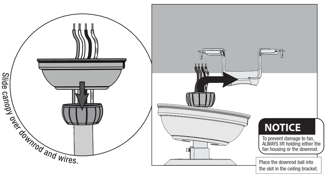 Hunter Aker Outdoor LED Ceiling Fan fan-- Hanging the Fan