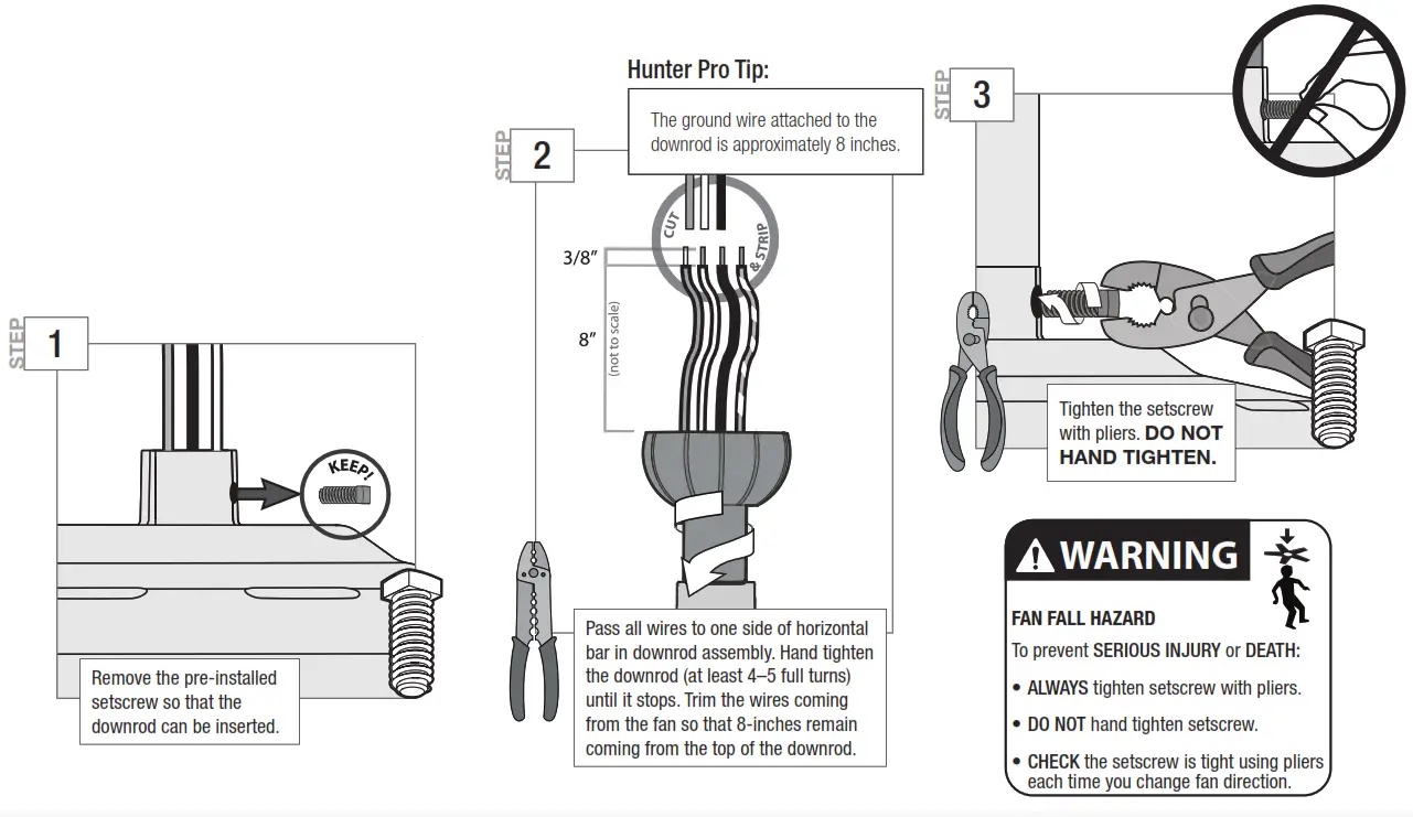 Hunter Aker Outdoor LED Ceiling Fan fan-- Installing-