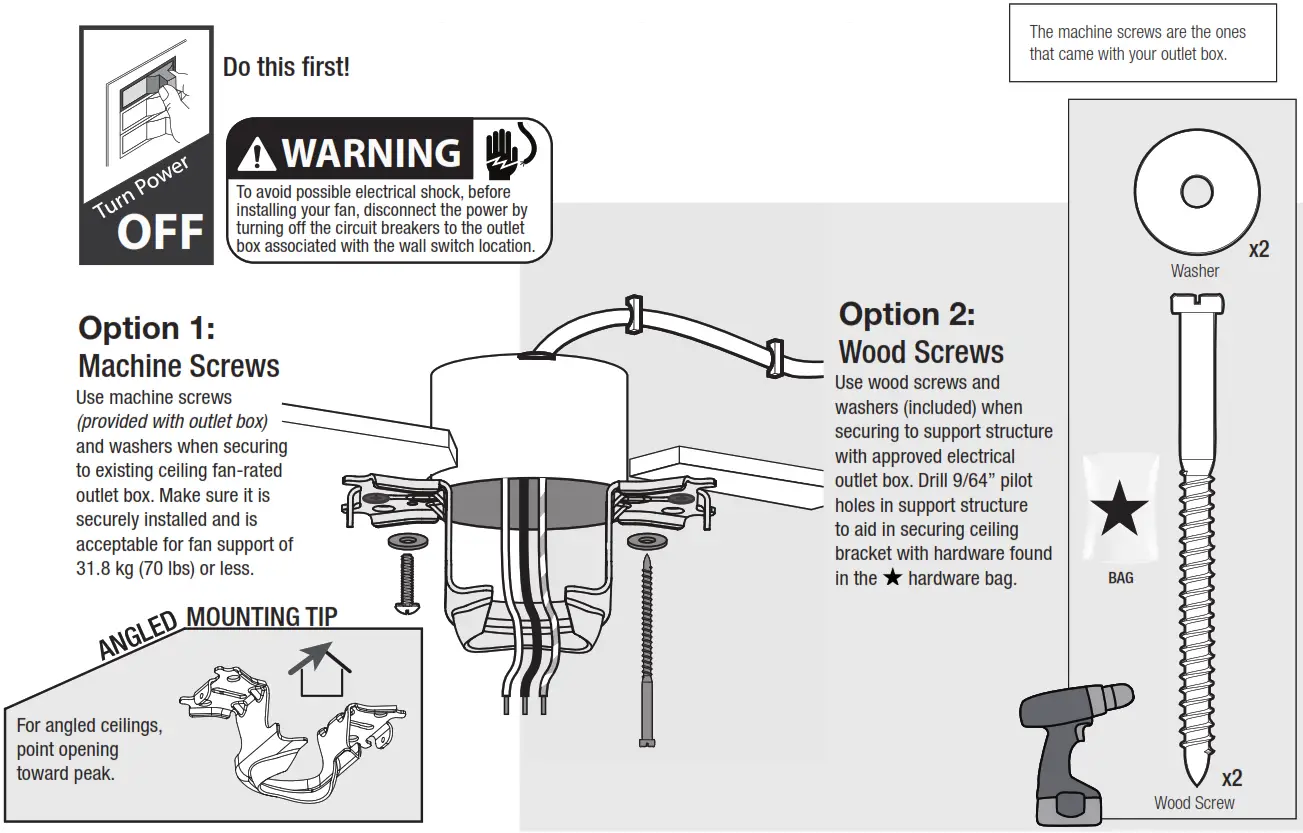 Hunter Aker Outdoor LED Ceiling Fan fan-- Installing