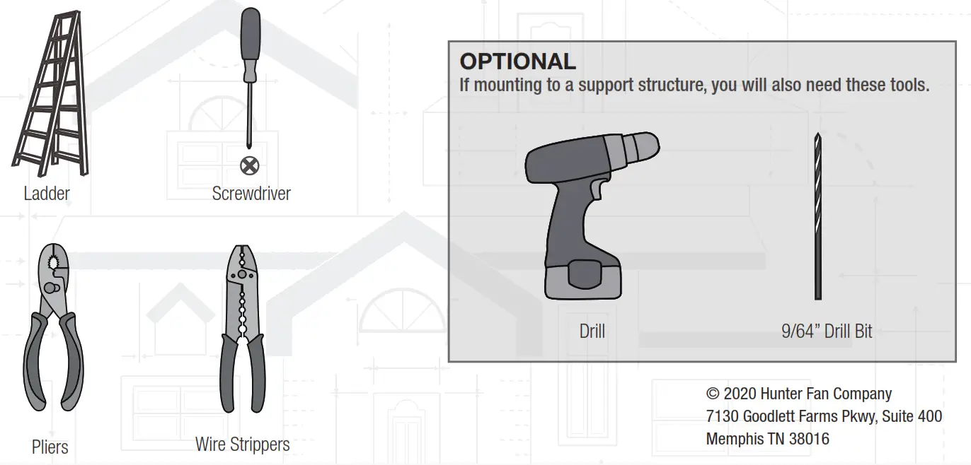 Hunter Aker Outdoor LED Ceiling Fan fan-- complete your installation