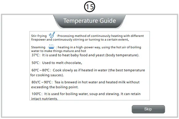 caterChef 450100 Multifunction Food Blender - Temperature guide