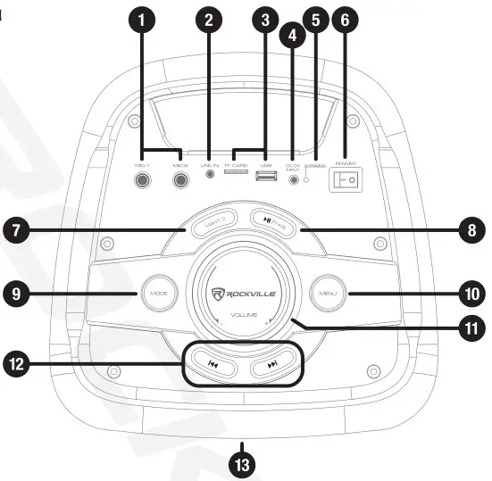 ROCKVILLE Rck Party 6 Dual 6.5 Battery-Powered Bluetooth Speaker - Functions