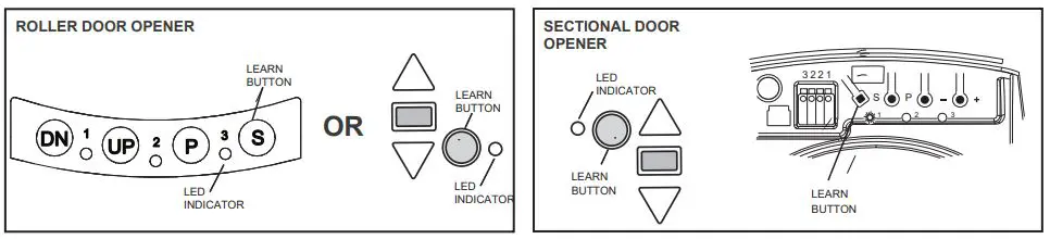 Merlin E980M Water Resistant Four Button Remote Control Instructions - Buttons