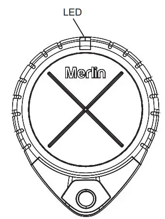 Merlin E980M Water Resistant Four Button Remote Control Instructions - LED