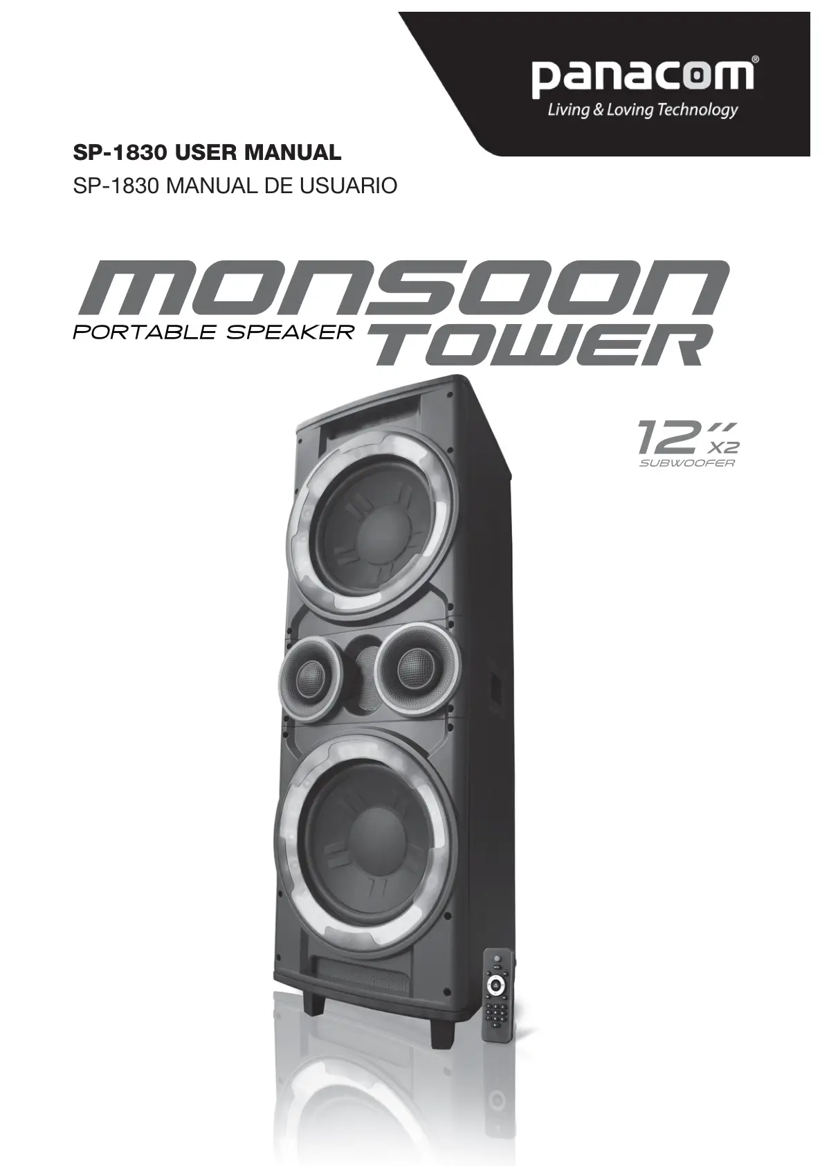 panacom SP-1830 Monsoon Tower Portable Speaker User Manual