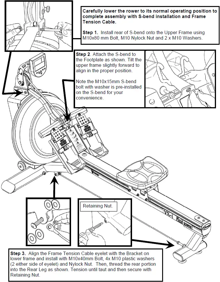 Installing the S-bend and Frame Tension Cable