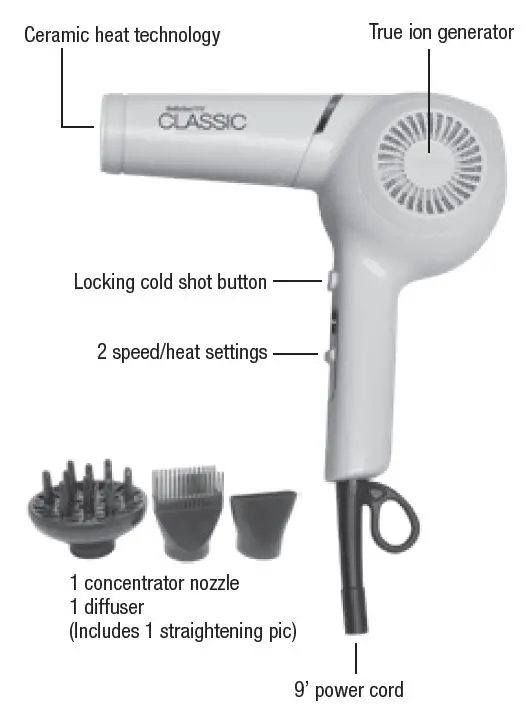 BaByliss PRO BY5175UC Classic Dryer fig 1