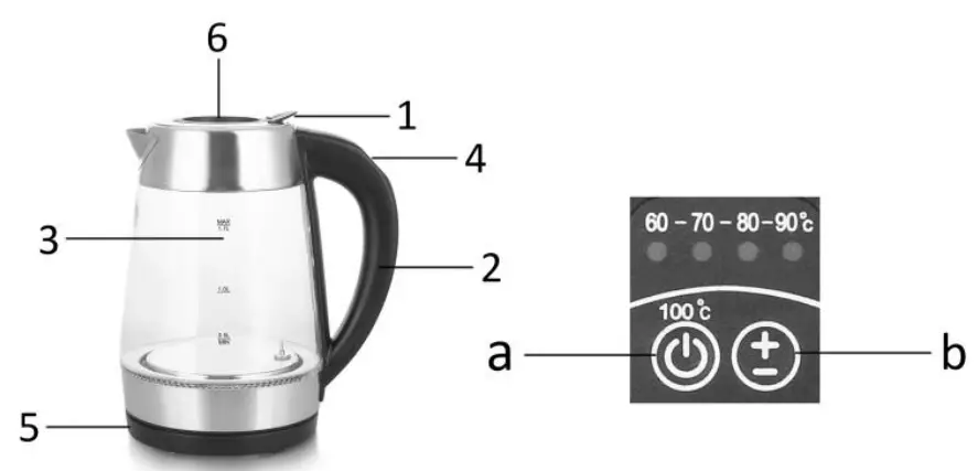 emerio WK 1222271 Smart LID Water Kettle - PARTS DESCRIPTION