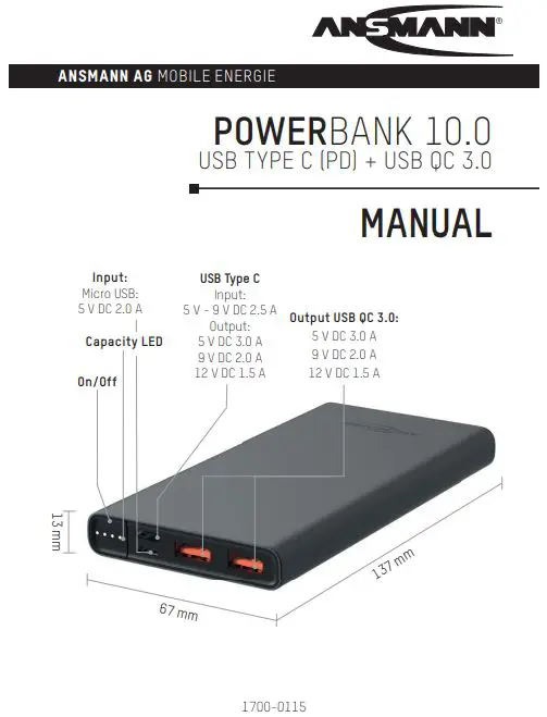 ANSMANN Powerbank 10.0