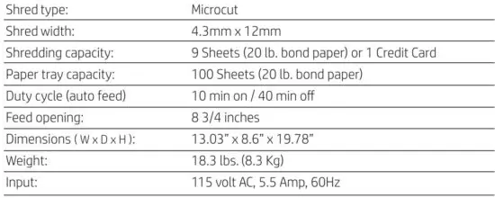 FIG 3 Specifications