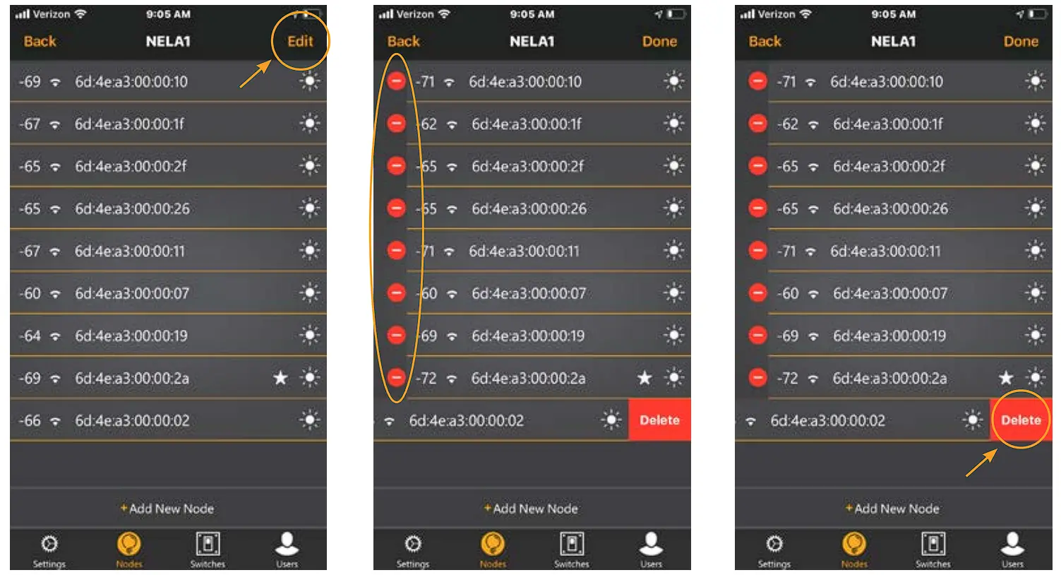 Remove nodes from a room