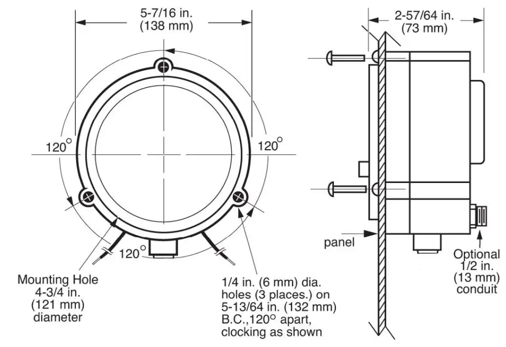FW MURPHY OPL Series OPLHAFCS Mechanical Pressure Gauges - Diagram 1