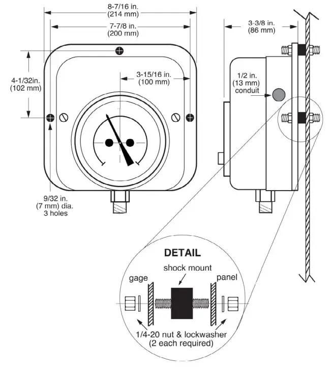 FW MURPHY OPL Series OPLHAFCS Mechanical Pressure Gauges - Diagram
