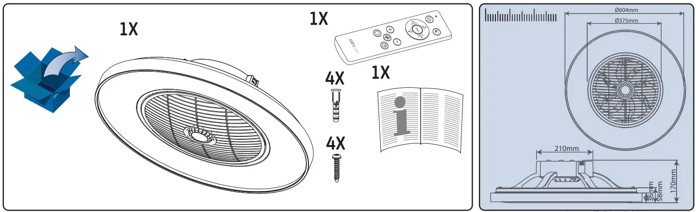 SHADA 0800611 Ceiling LED Light with Fan - Figure 1