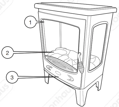 VonHaus 2500454 800W Electric Stove Heater - COMPONENTS