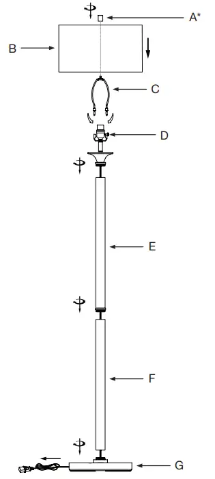 MEYER CROSS FL1618 Rustic Oak Blackened Bronze Floor Lamp - parts