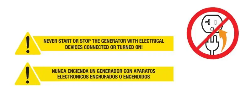 CHAMPION 100592V 6250W Dual Fuel Generator User Guide - DO NOT plug in any electrical devices