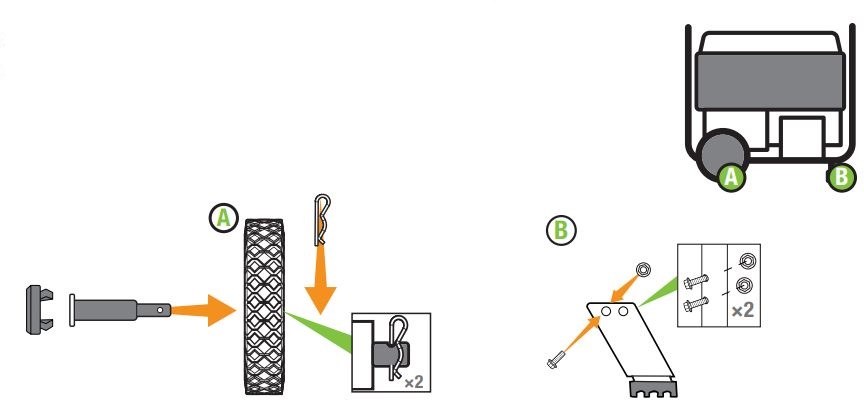 CHAMPION 100592V 6250W Dual Fuel Generator User Guide - attach wheel kit