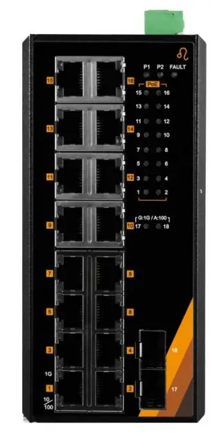 leonton PG2-1802-SFP 18-Port Industrial Gigabit PoE+ Ethernet Switch