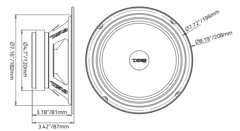 DS18 PRO X8 4RGBCAP 8 Inch MIDRange Loudspeaker with RGB LED Dust Cap- fig2