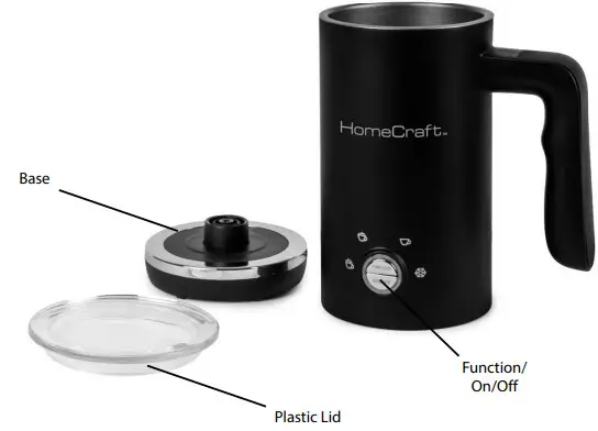 nostalgia HomeCraft HCMF4BK 4-in-1 Milk Frother -PARTS & ASSEMBLY
