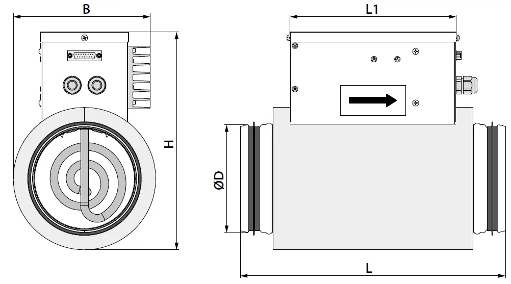 BLAUBERG EVH Duct Heater For Supply Air Pre-Heating With External Control 2