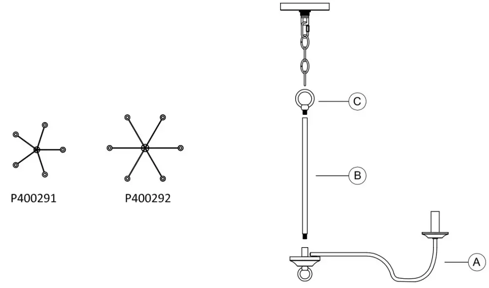 PROGRESS-LIGHTING-P400291-31M,-P400292-31M,-5-LT,-6 LT-Chandelier-fig-2