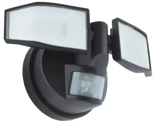 Good Earth Lighting SE1216 BRS 02LF4 G IP65 2 Head Battery Operated LED 400 Lumen Security Light -