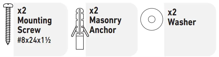 Good Earth Lighting SE1216 BRS 02LF4 G IP65 2 Head Battery Operated LED 400 Lumen Security Light - Kit Contents
