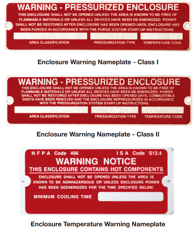 PEPPERL FUCHS 1001A Series Pressurization Purging Kit - Warning nameplate