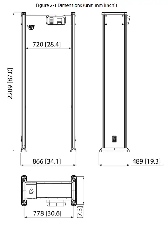 dahua ISC-D118-T Walk Through Metal Detector - Dimensions