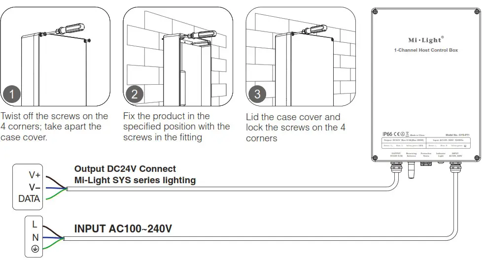 Mi Light SYS-PT1 LED Control Box IP66- Instruction