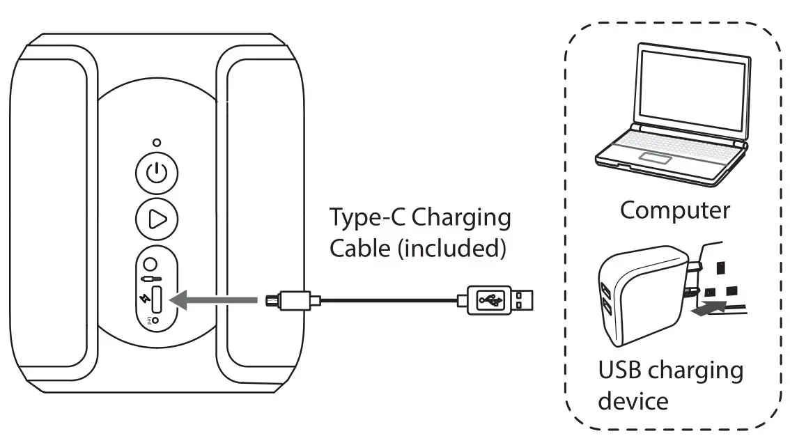 JVC SP-AD105-B SPX1 Portable Speaker - Charging the Speaker