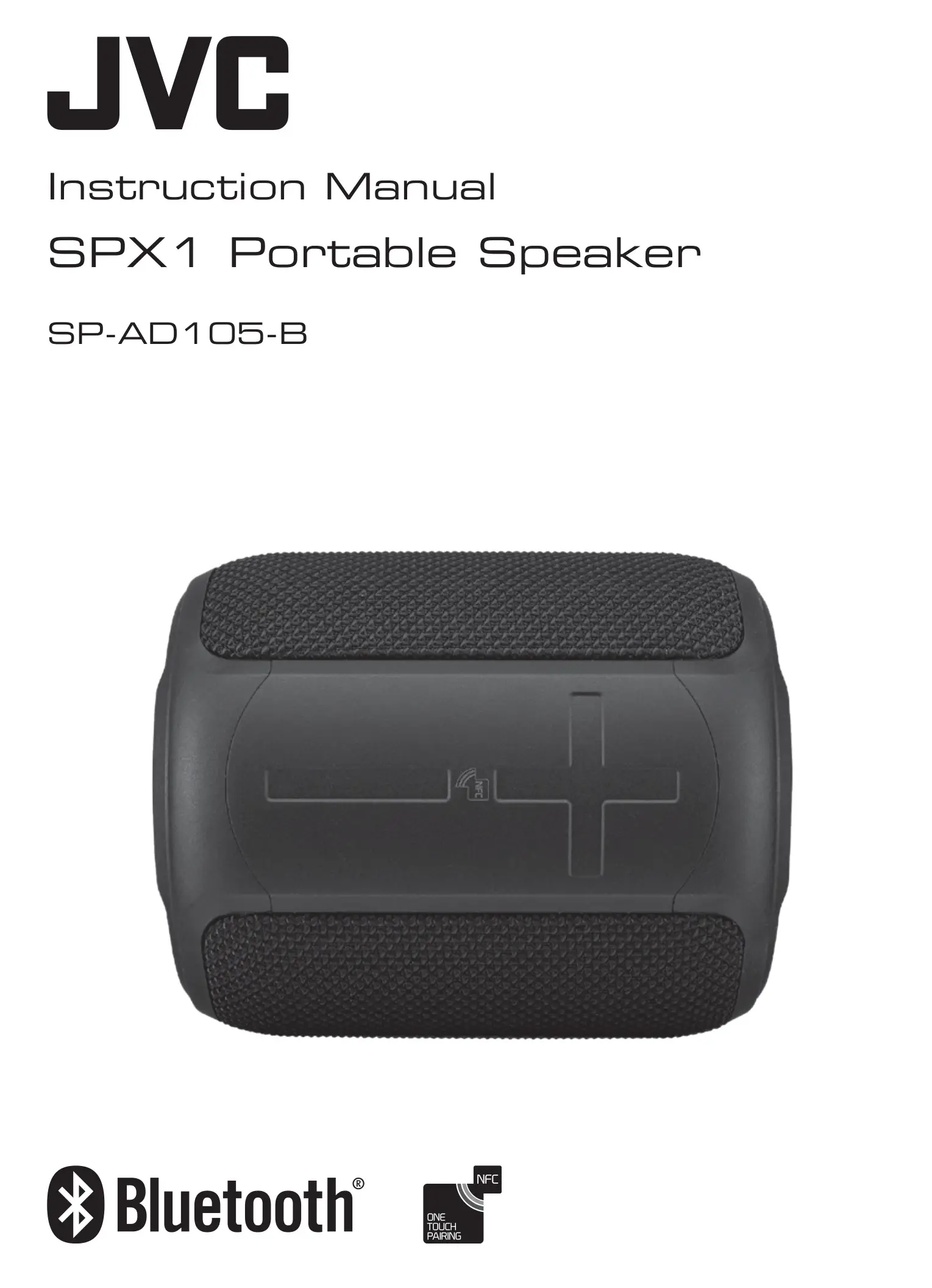 JVC SP-AD105-B SPX1 Portable Speaker Instruction Manual