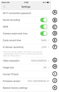 Camera Settings in Antscam App