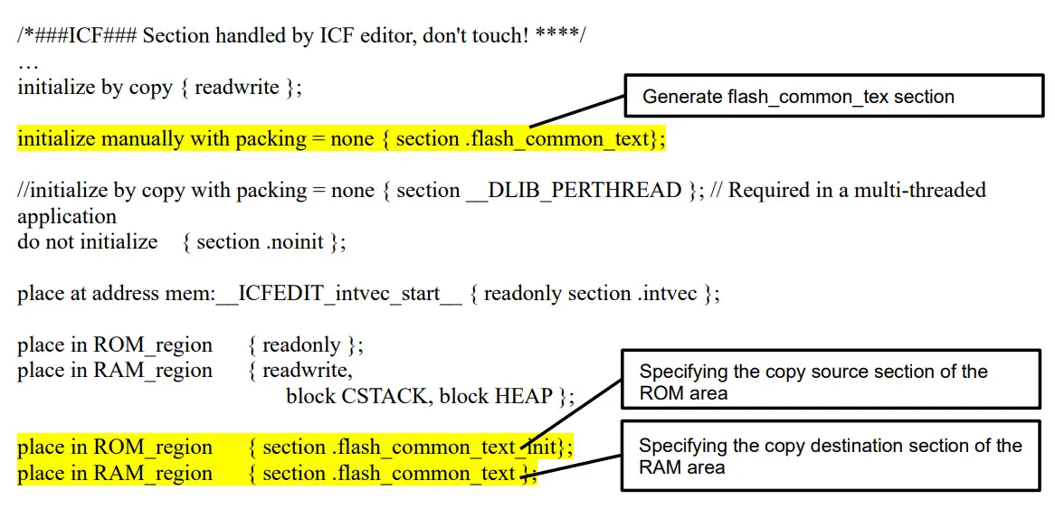 EPSON S1C31 Family Self Modifying Library-Set linker script