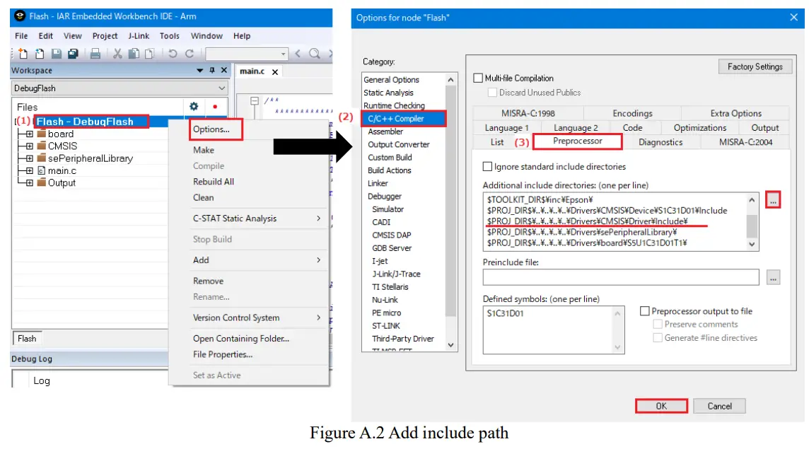 EPSON S1C31 Family Self Modifying Library-include path