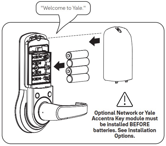 Yale nexTouch Keypad Access Cylindrical Lock - Install Batteries & Cover