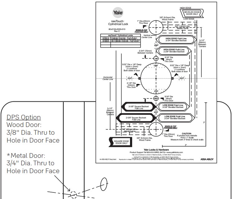 Yale nexTouch Keypad Access Cylindrical Lock - Prepare Door 1
