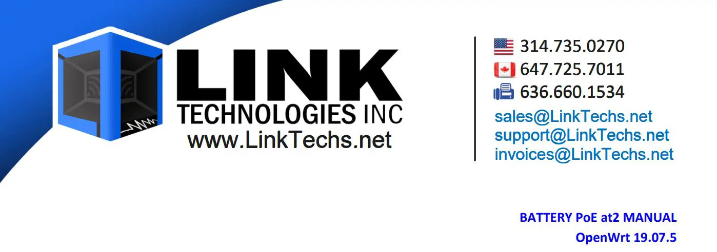 LINK TECHNOLOGIES PowerLink AT2 Battery PoE AT2 24V and 48V 30W 14000 MA User Manual