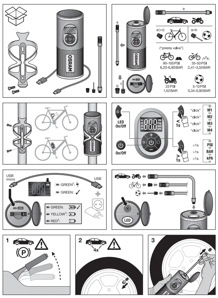 OSRAM AM399730055 TYREinflate 2000 Compact Electronic Bicycle Pump - fig