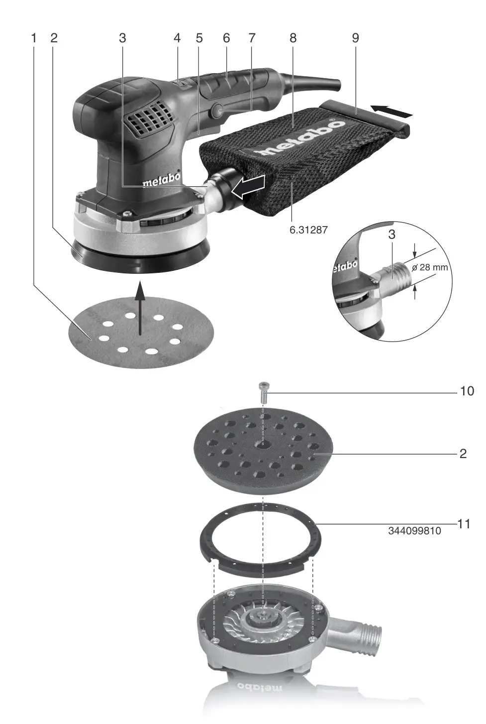 metabo SXE 3125 Random Orbital Sander - overview