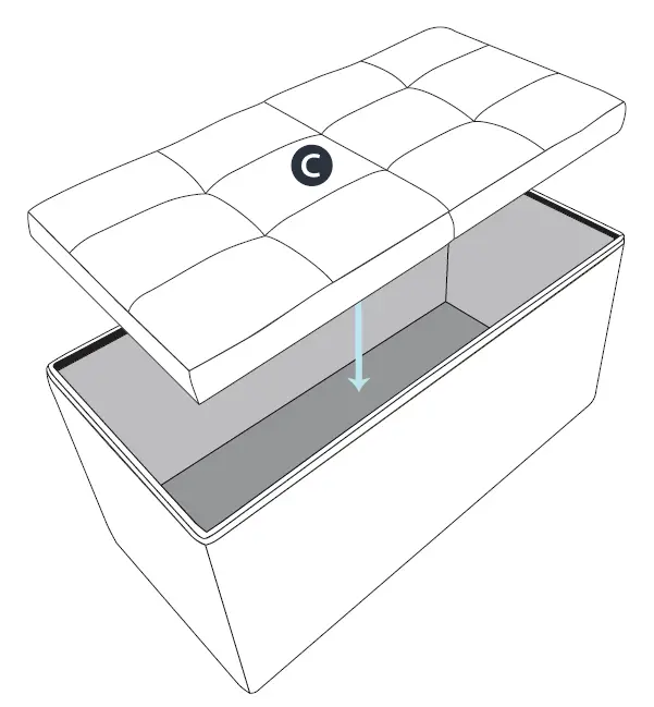 MELLOW HD-OT-30F-BE 30-Inch Royal Smart Lift Top Button Tufted Fabric Collapsible Storage Ottoman 4