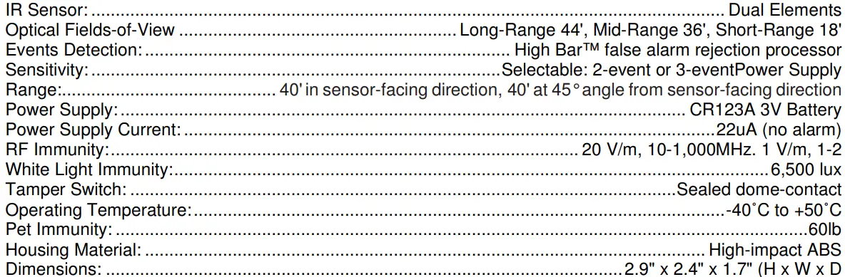 WBOX TECHNOLOGIES 0E-PIR433 433MHz Wireless PIR Motion Sensor 10