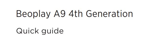 BANG and OLUFSEN Beoplay A9 4th Generation User Guide